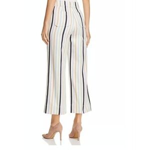 Tory Burch NWT Striped Wide Leg Crop Pant Military Canvas Ecru Multi Stripe, 0